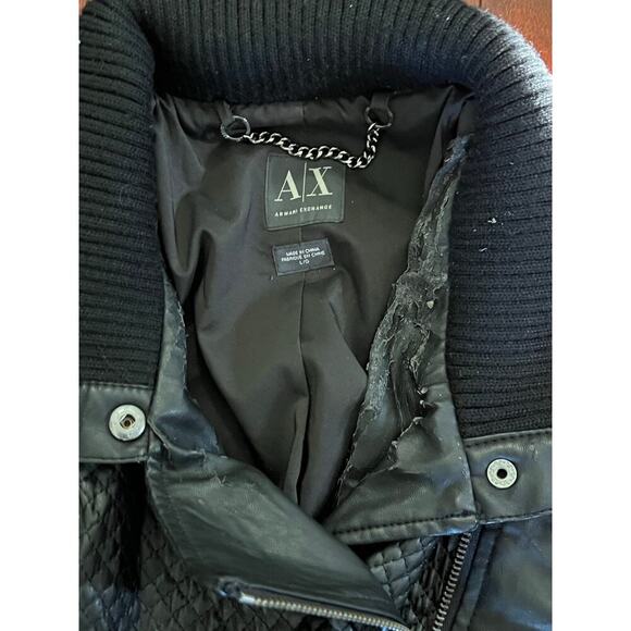 Armani Exchange leather jacket size large, has some damage as shown in pics - Picture 13 of 16